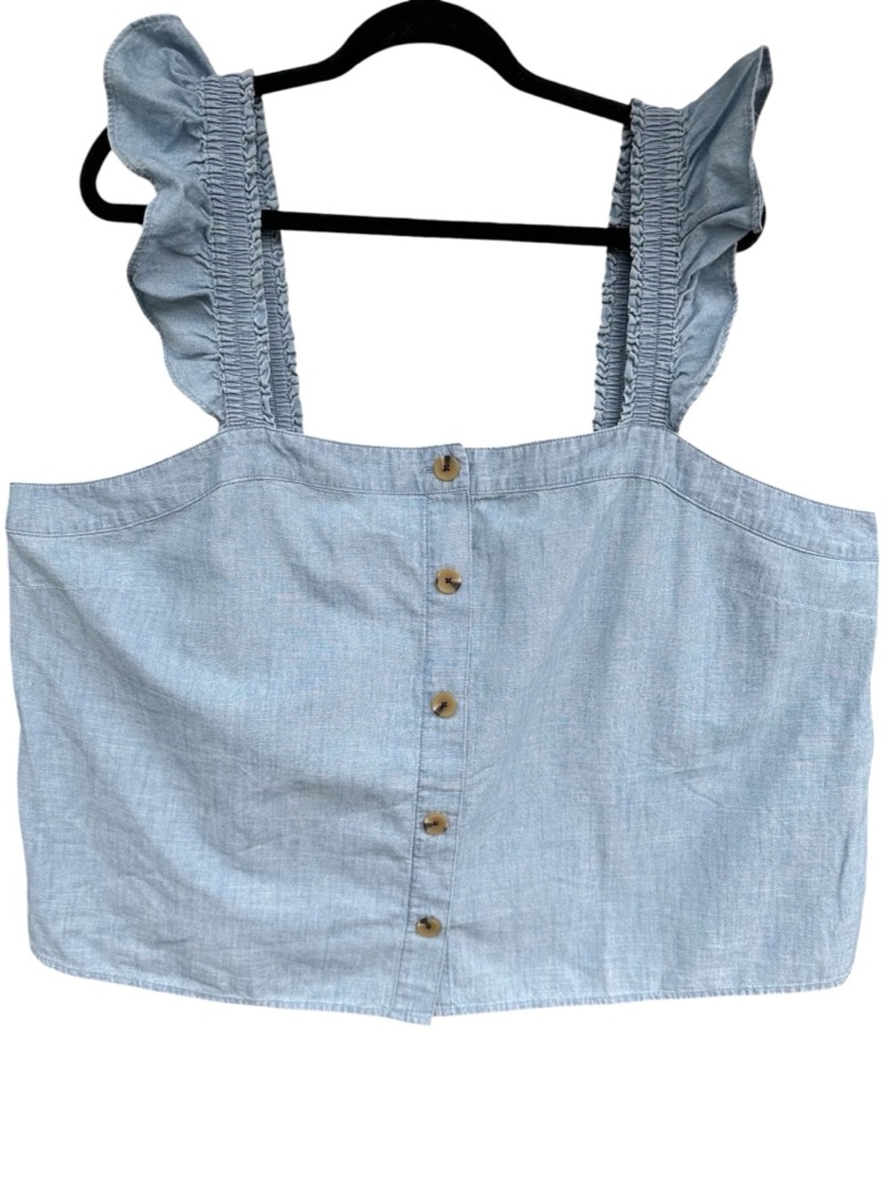 J.Crew Ruffle-Strap Button-Front Light Blue Chambray Top Plus Size 3XL NWT